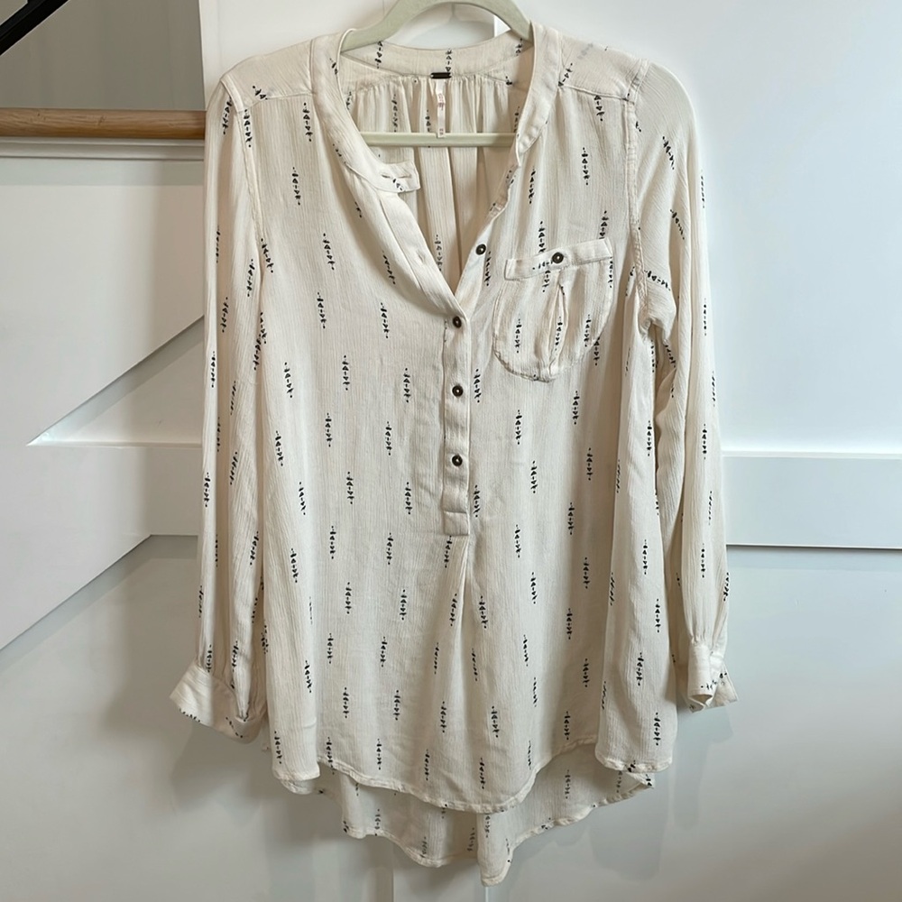 Free People cream pattern blouse